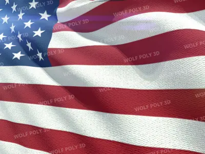 USA - Election Day Set Flag Map and Vote Box 3D model