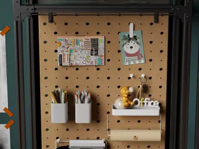 Art Studio Pegboard Storage Organizer Pack PBR Game Ready Low-poly 3D model
