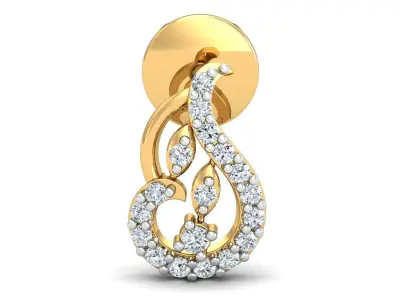 Yellow gold diamond earring-P3 PSER-24 3D print model