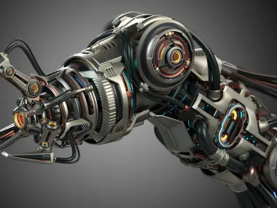 Sci-Fi Robotic Arm Advanced - Rigged and Animated 3D model