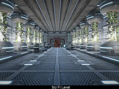 Sci Fi level Low-poly 3D model