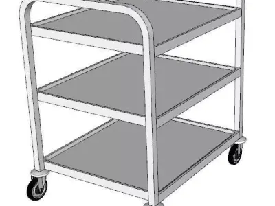 service trolley with three floors discounted top 3D model