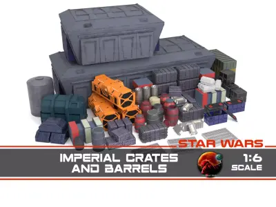 Imperial Crates and boxes Collection 1-6 scale Hottoys  3D Model Pack