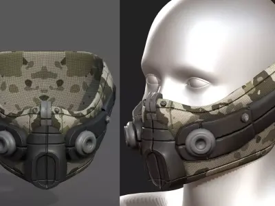 Gas mask respirator scifi futuristic 3d  Low-poly 3D model