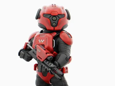 CYBER SOLDIER MECHA   RIGGED 3D model