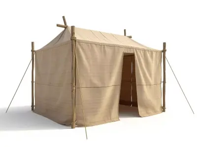 Traditional Bedouin Tent Front Rope Supports 3D Model Low-poly 3D model