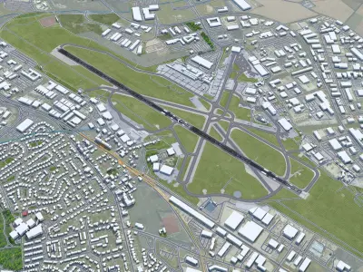 Aberdeen Airport 10km Low-poly 3D model