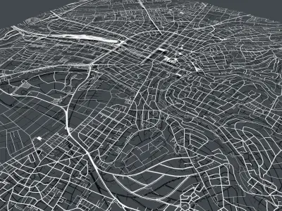 Streers and Roads City Wiesbaden Germany 3D model