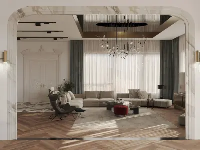 Luxury Villa Interior Living Dining Entrance Staircase Sitting  3D model