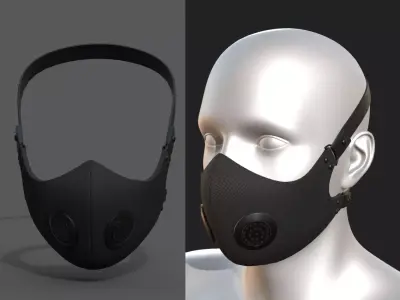 Gas mask protection pollution fantasy scifi military combat  Low-poly 3D model