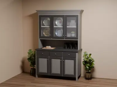 Rustic Shaker Hutch Low-poly 3D model