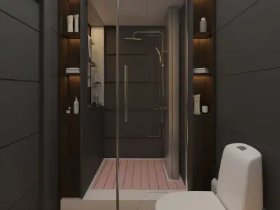 Bathroom modern with wooden flooring 3D model