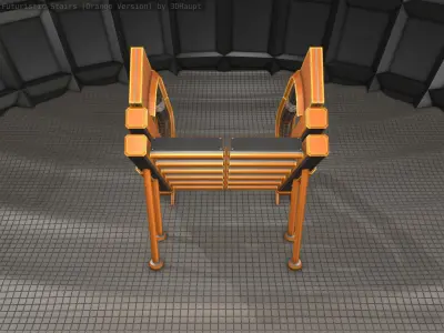 Sci-Fi Stairs - 4 - Orange Version Low-poly 3D model