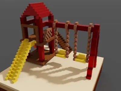 Voxel Child Park Low-poly 3D model