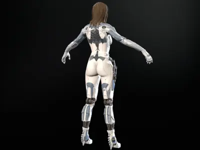 Cyborg assasin Low-poly 3D model