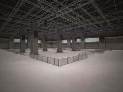 Hall 3D low poly - Multifunctional hall Low-poly 3D model