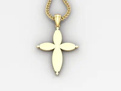 Light Gold 18K Cross Pendant 1CP053 3D print model
