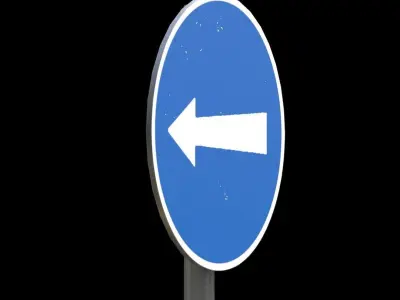 Compulsory turn left Low-poly 3D model