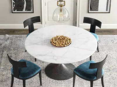 RH Klismos dining set 3D model