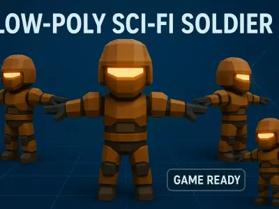 Low poly sci fi Soldier Low-poly 3D model