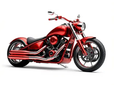 Stylish Cruiser Motorcycle Model Pack with Chrome Detailing Low-poly 3D model