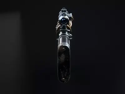 Steampunk Machine Gun with PBR Textures Low-poly 3D model