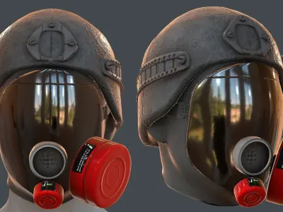 Gas mask helmet 3d model scifi Low-poly  Low-poly 3D model