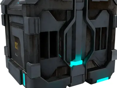 High-Detail Sci-Fi 3D Prop box A Low-poly 3D model