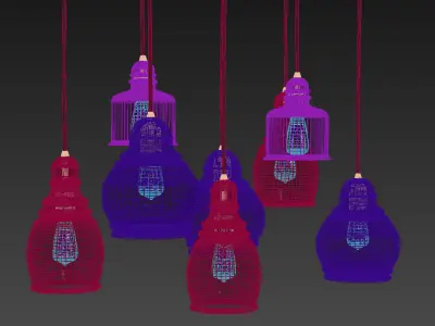Paxton Glass 8-Light Pendant 3D model