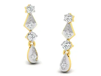 Rose Gold Diamond Women Earring 3D print Model 3D print model 20