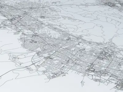 San Francisco Bay Eastern Side Road Network and Streets 3D model