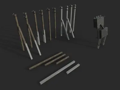Transformer and Power Line Low-poly 3D model