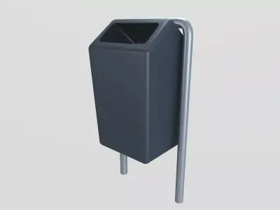 Public Trash Can Low-poly 3D model