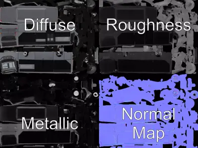 Gray Urban Bus model pack Low-poly 3D model