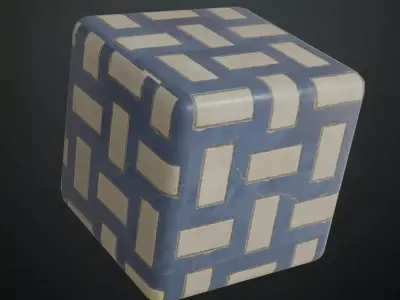 Blue and White Basketweave Geometric Tiles PBR Seamless Texture