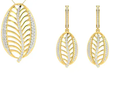 Pendant Earring Set 3dm STL OBJ FBX Render Details 3D print model purchase
