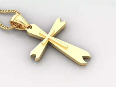 Light Gold 18K Cross Pendant 2CP047 3D print model
