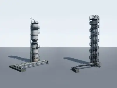 Oil Refinery Pack Low-poly 3D model