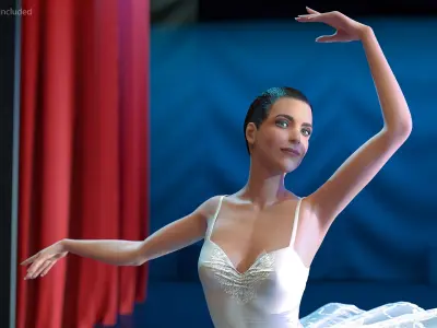  Ballet Dancer in Tutu Outfit Rigged for Cinema 4D 