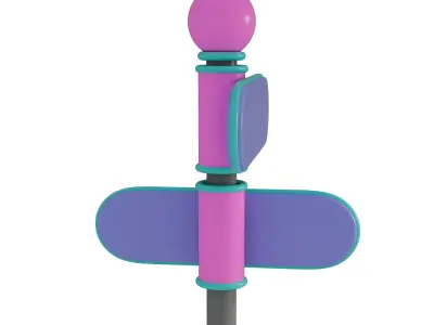 Futuristic stylized street sign and post 3D model