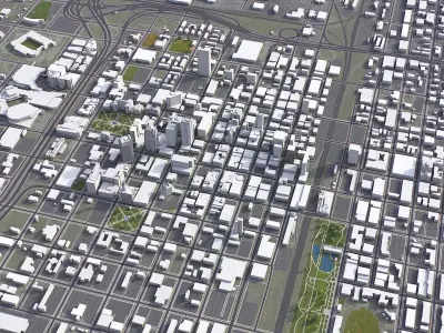 Birmingham - Alabama - USA - City 3D Model Low-poly 3D model