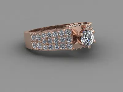 Rose Gold Women Diamond Ring 3D print model 3D print model 54