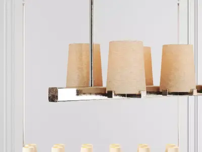 RH PAUILLAC LINEAR CHANDELIER 60 Fabric shade and Nickel 3D model