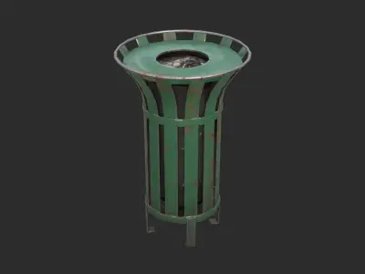 Street Trash Bin Low-poly 3D model