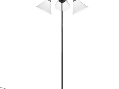 Floor lamp with three cone-shaped glass shades 3D model