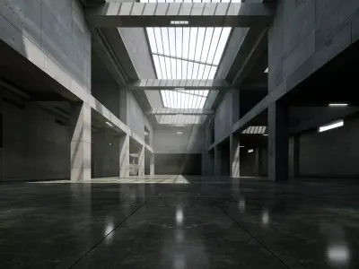 Brutalist Lightwell Atrium - Architectural Background - V3U5 Low-poly 3D model