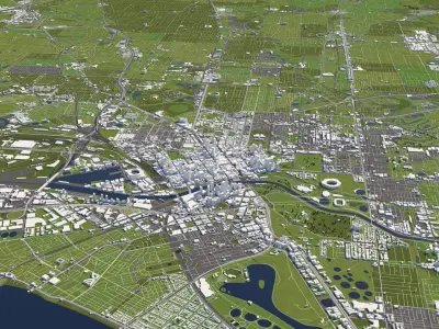 Melbourne Australia 50x50km 3D City Map 3D model