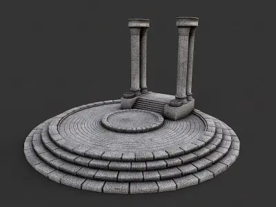 Ancient Circular Stone Platform Altar 2 Low-poly 3D model