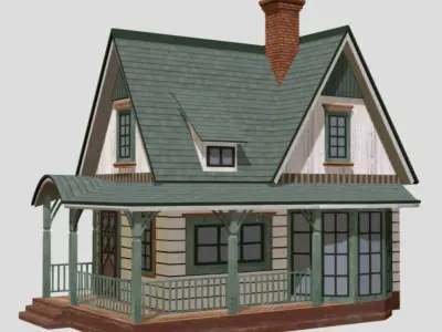 American Style Cottage - Town House Model Low-poly 3D model