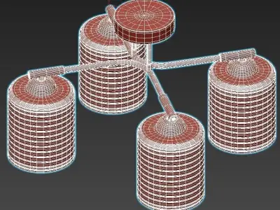 escada-1124-4p three light ceiling fixture - gold 3D model